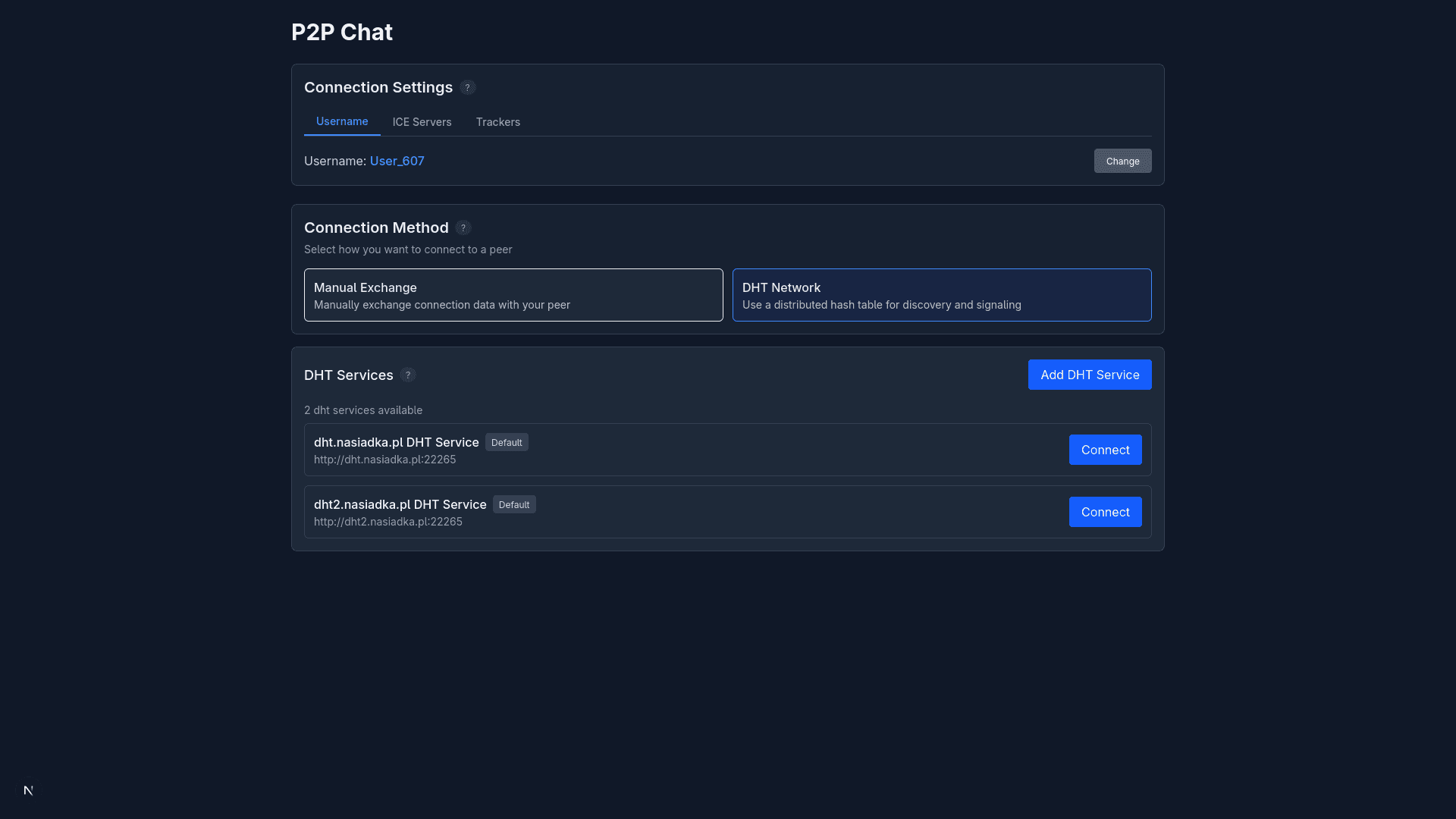 DHT-based connection for easier discovery