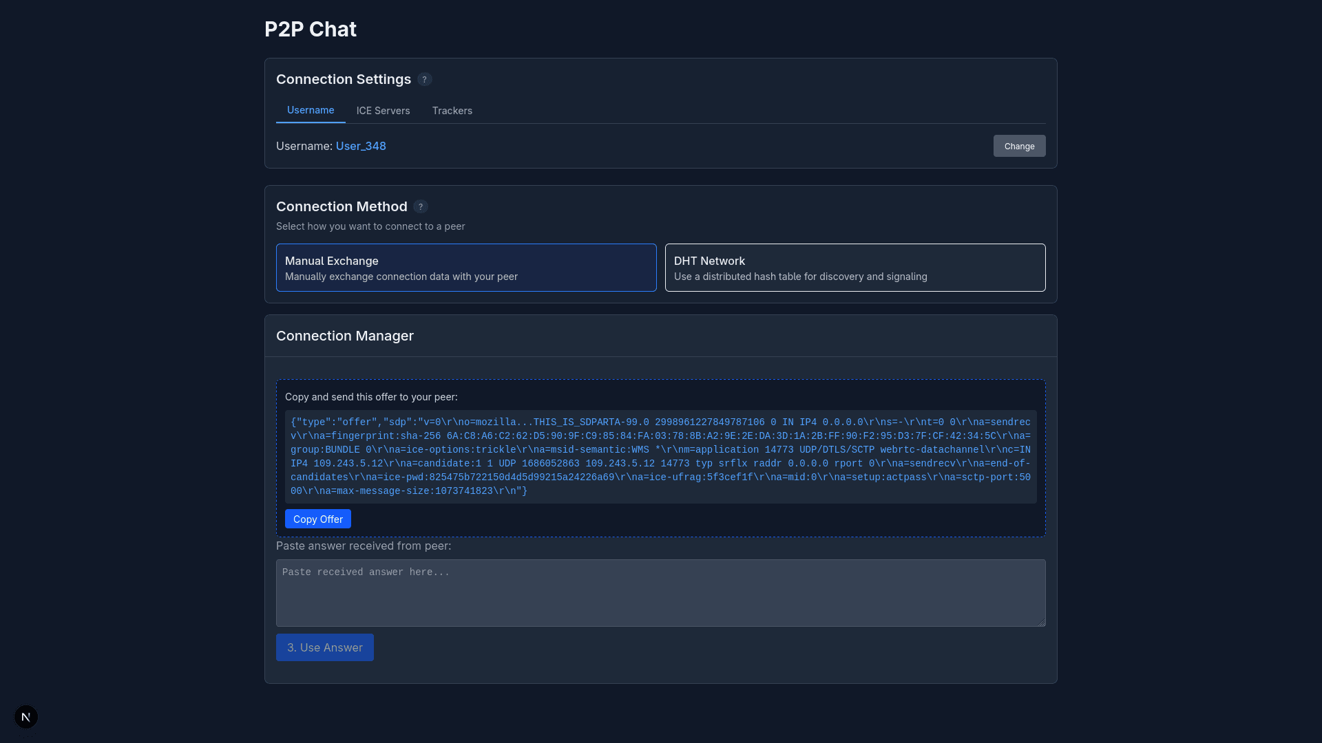 Manual connection exchange for maximum privacy
