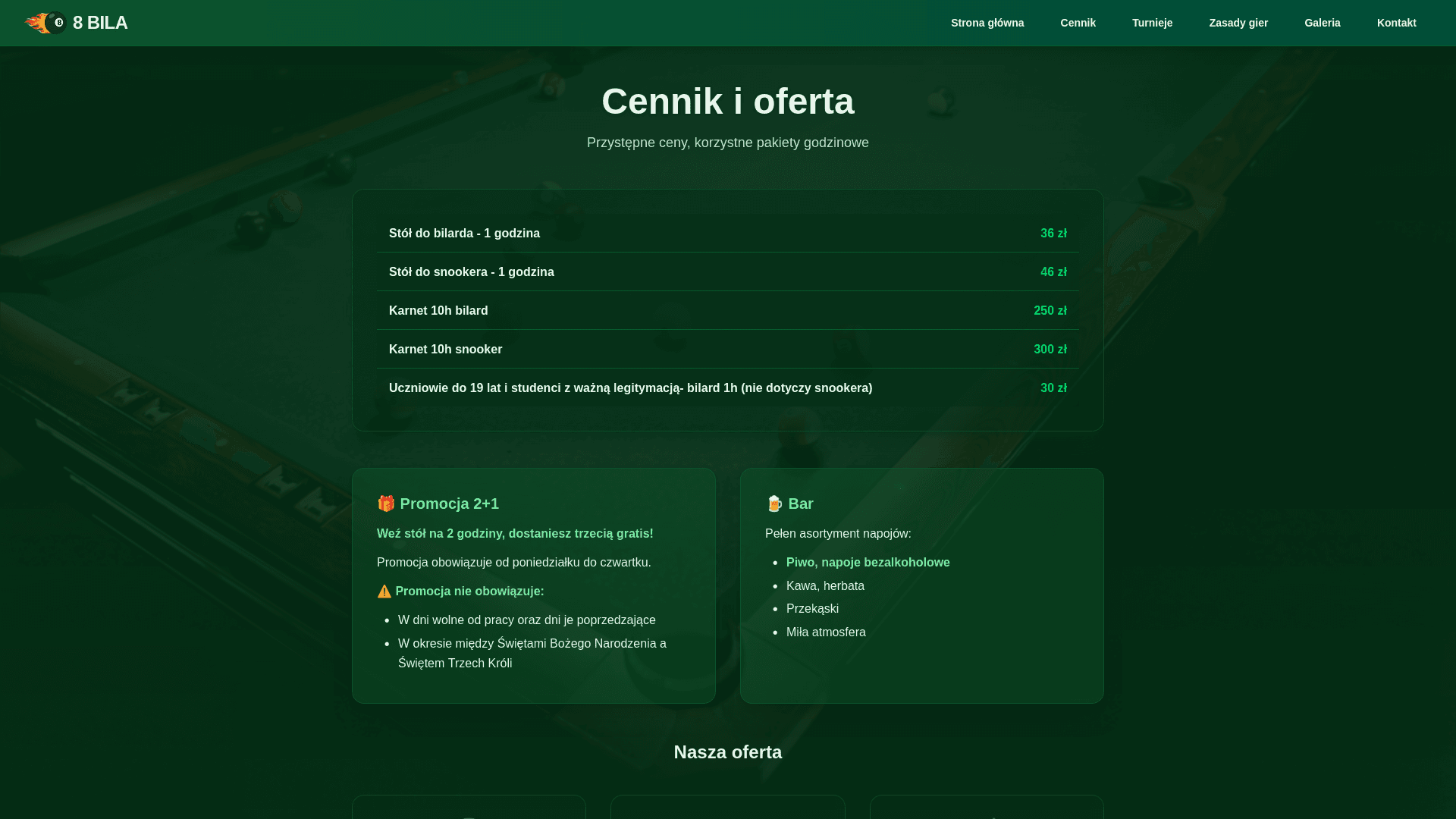 Prices Section on 8bila Website