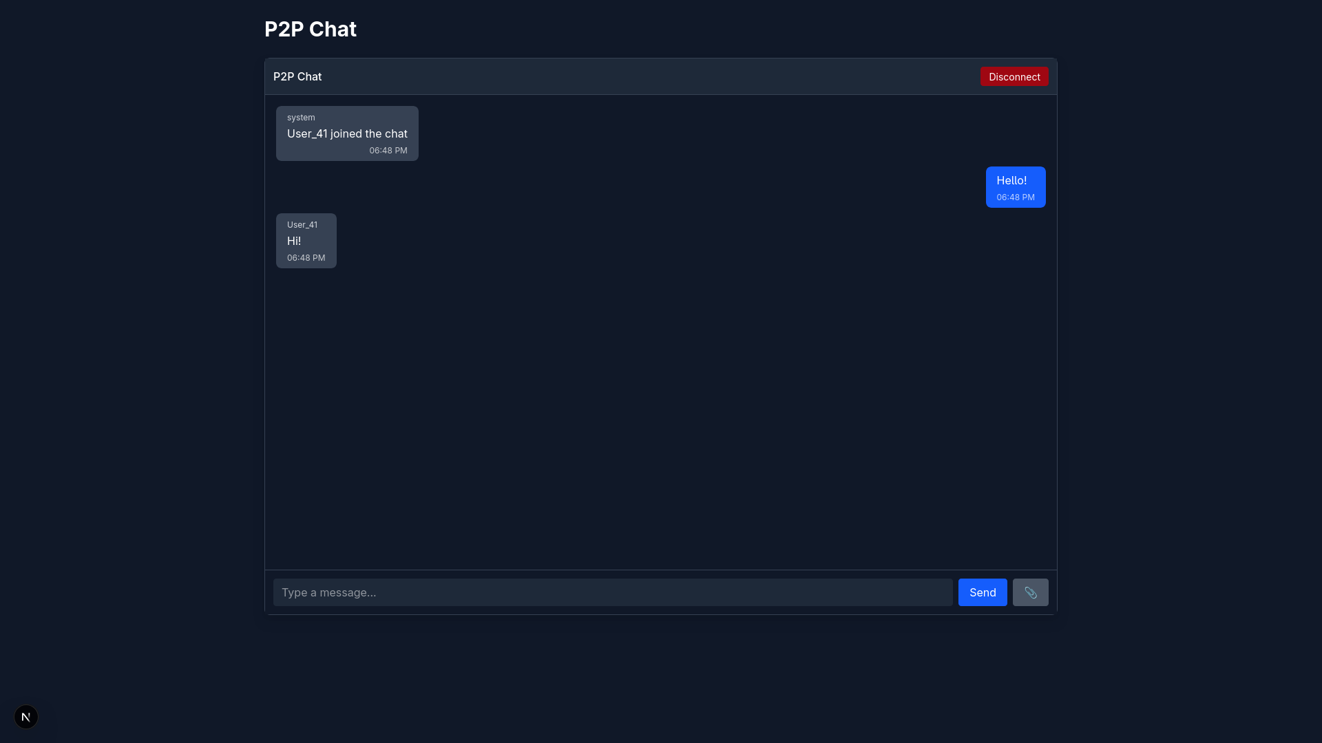 Real-time encrypted messaging interface