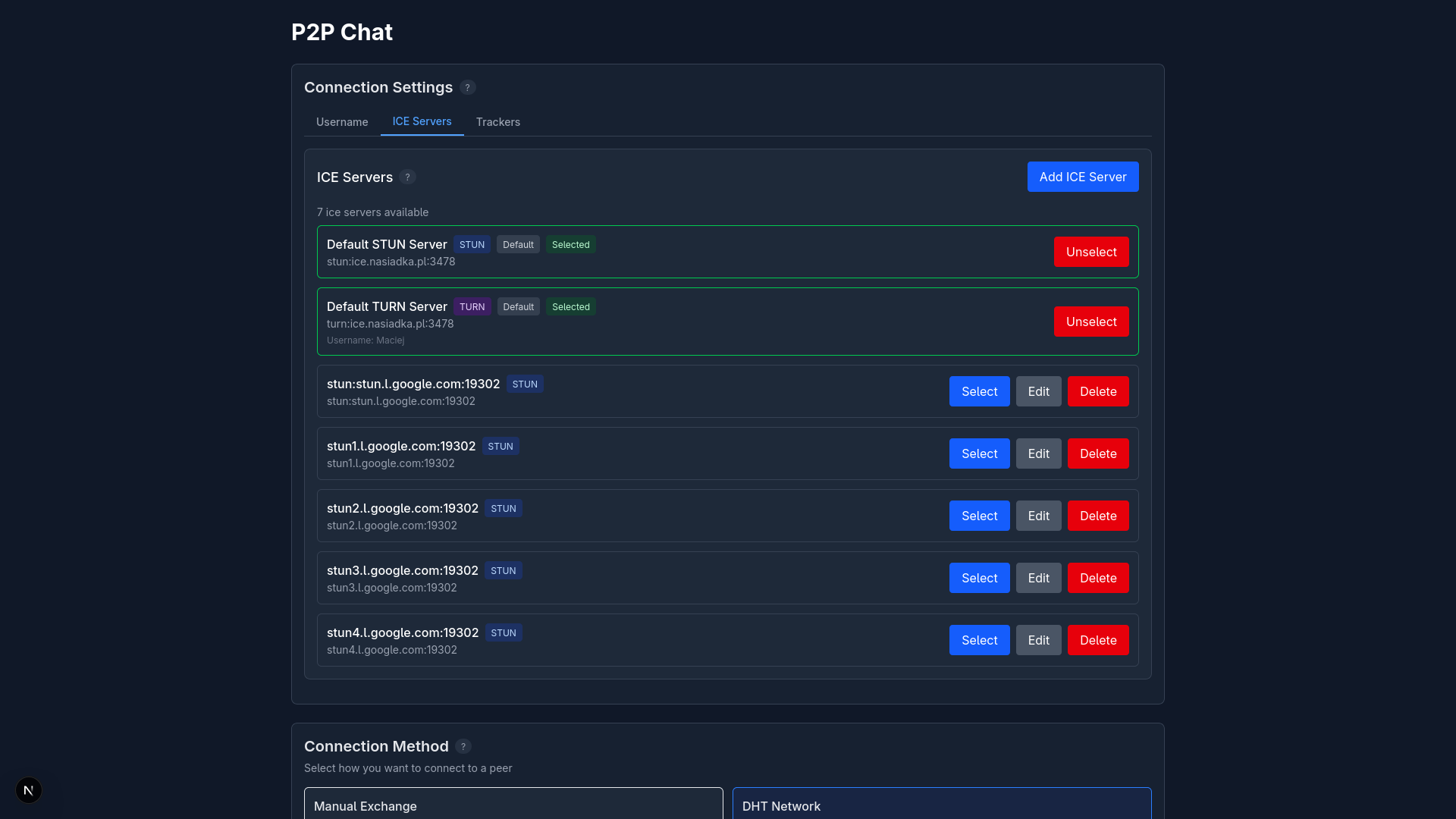 STUN/TURN Config